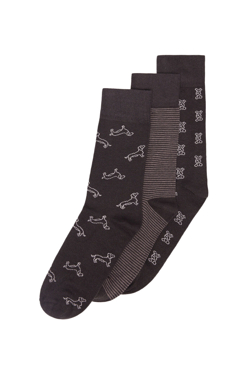 Набор носков с принтом|Основной цвет:Черный|Артикул:0656515 | Фото 1