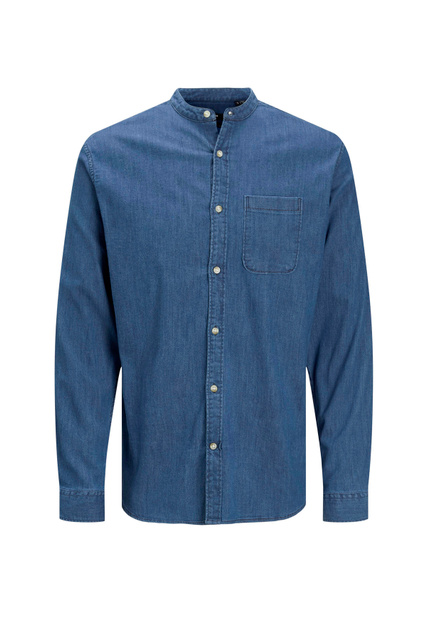 Рубашка с воротником мао|Основной цвет:Синий|Артикул:12204884 | Фото 1