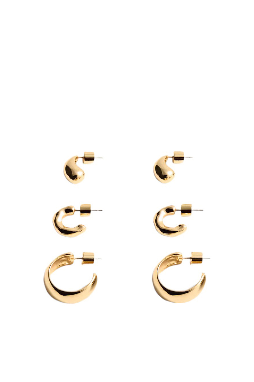 Серьги-кольца RITA в комплекте из 3 пар|Основной цвет:Золотой|Артикул:77040259 | Фото 1