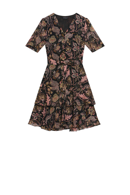 Платье с цветочным принтом и V-образным вырезом|Основной цвет:Мультиколор|Артикул:471568 | Фото 1