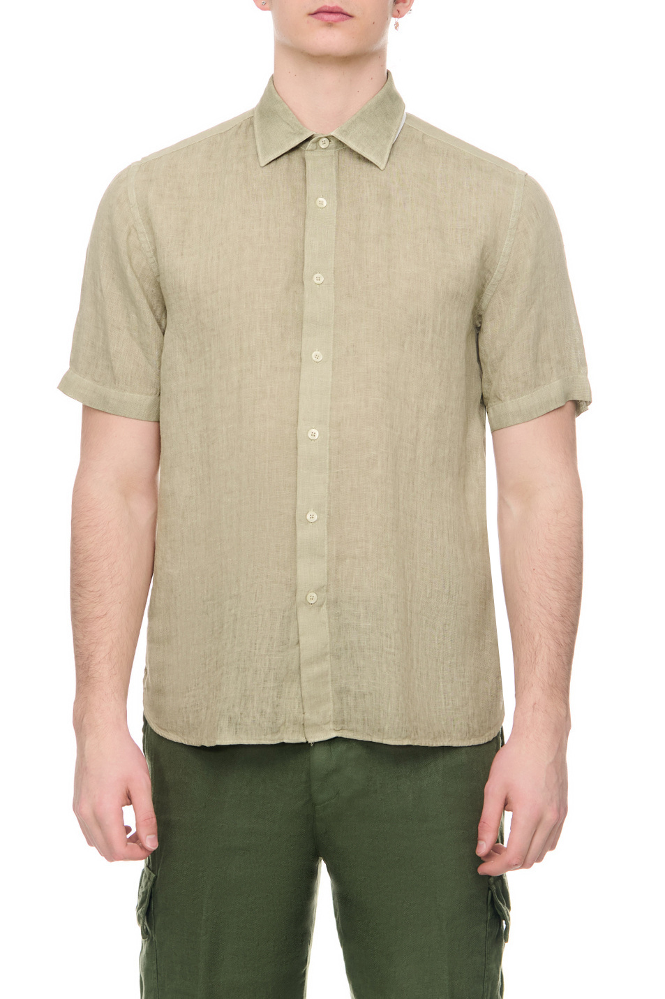 Мужской 120% Lino Рубашка из чистого льна (цвет ), артикул Y0M19FZ0000115S00 | Фото 1