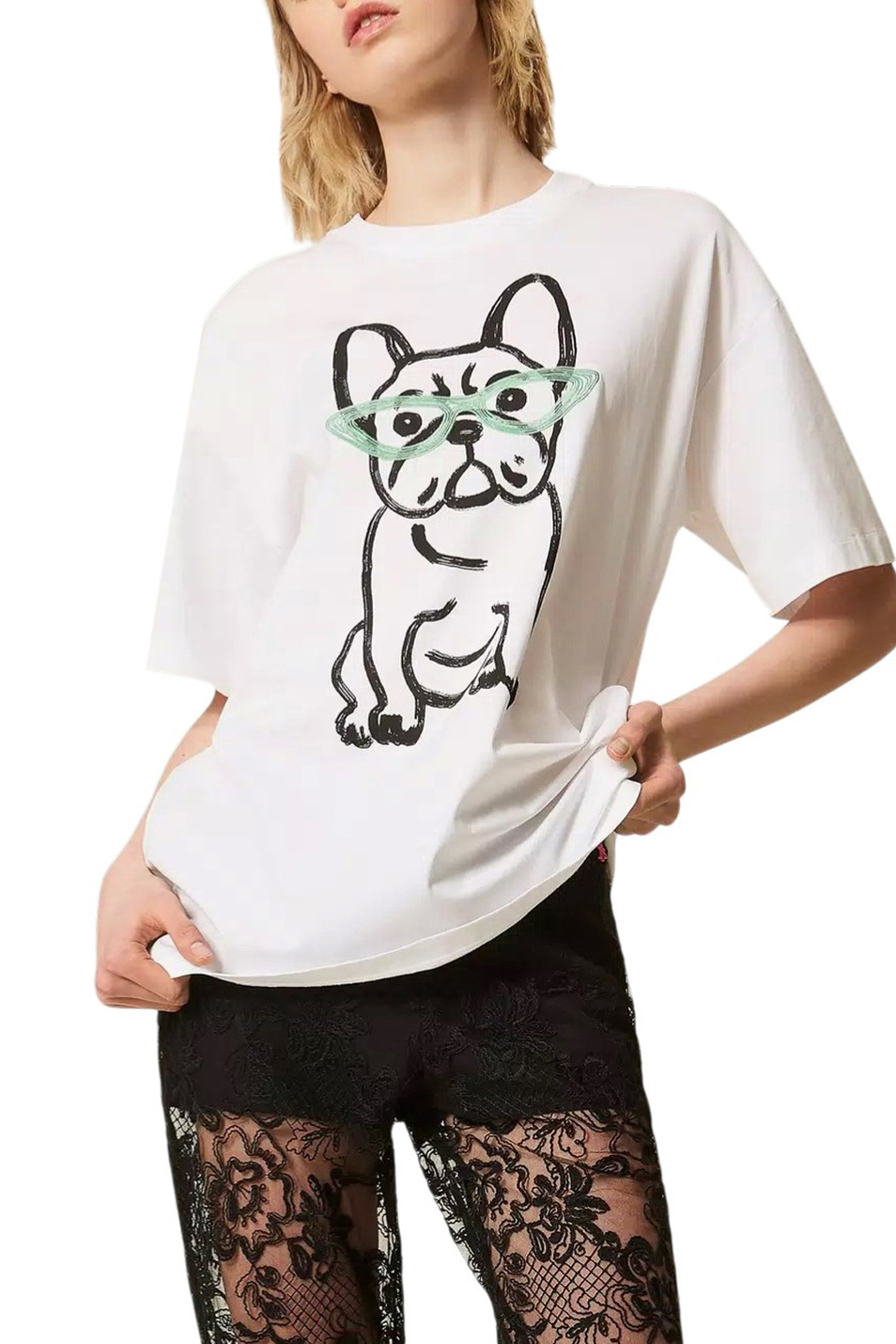 Женский TWINSET Milano Футболка MYFO из хлопка (цвет ), артикул 261AQ2010 | Фото 3