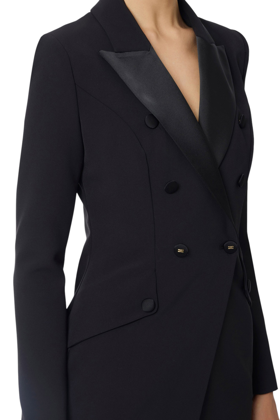 Женский Elisabetta Franchi Платье-пиджак с атласными лацканами (цвет ), артикул AB80356E2 | Фото 4