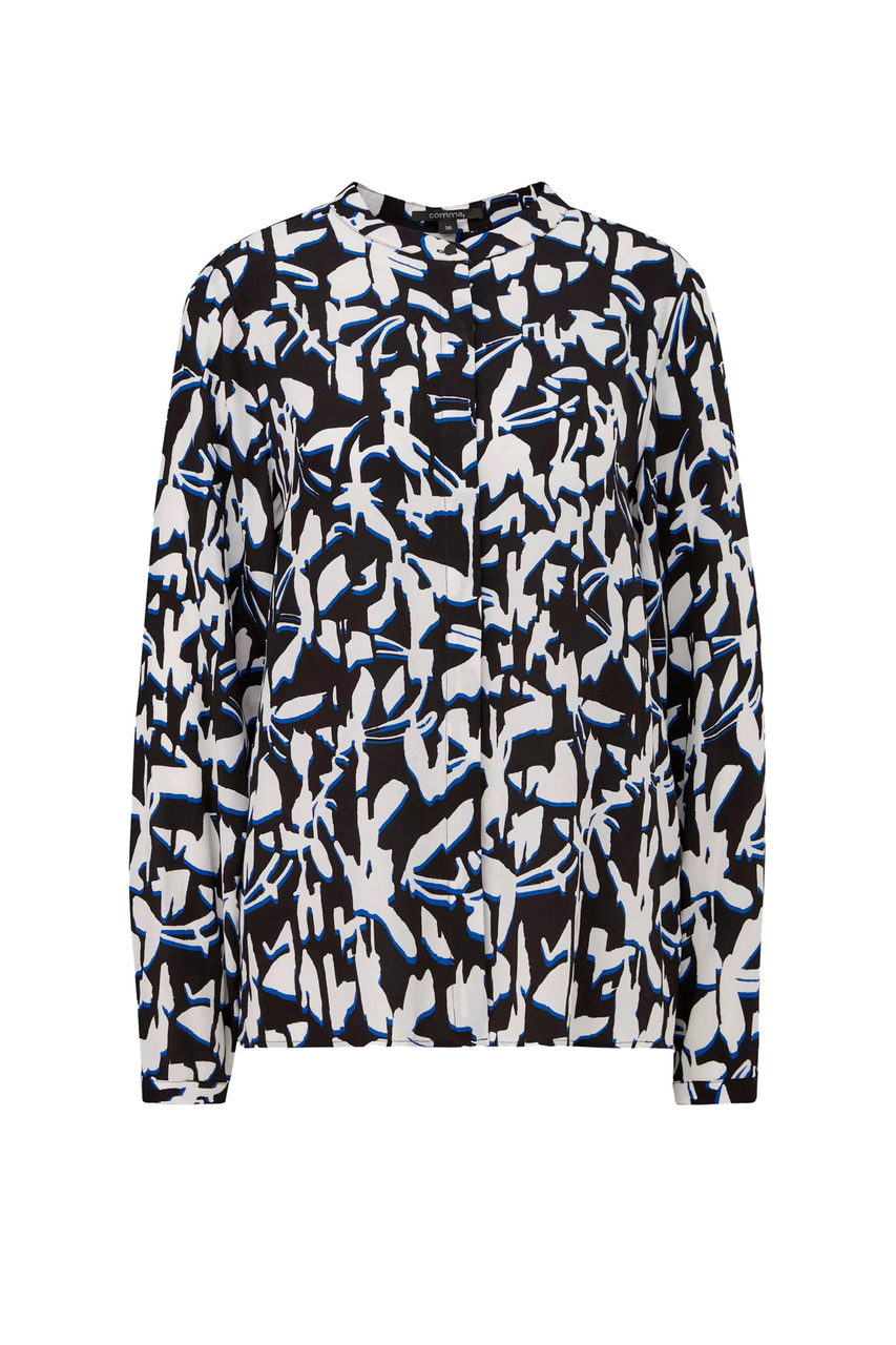 Блузка из вискозы с принтом|Основной цвет:Черный|Артикул:2141569 | Фото 1