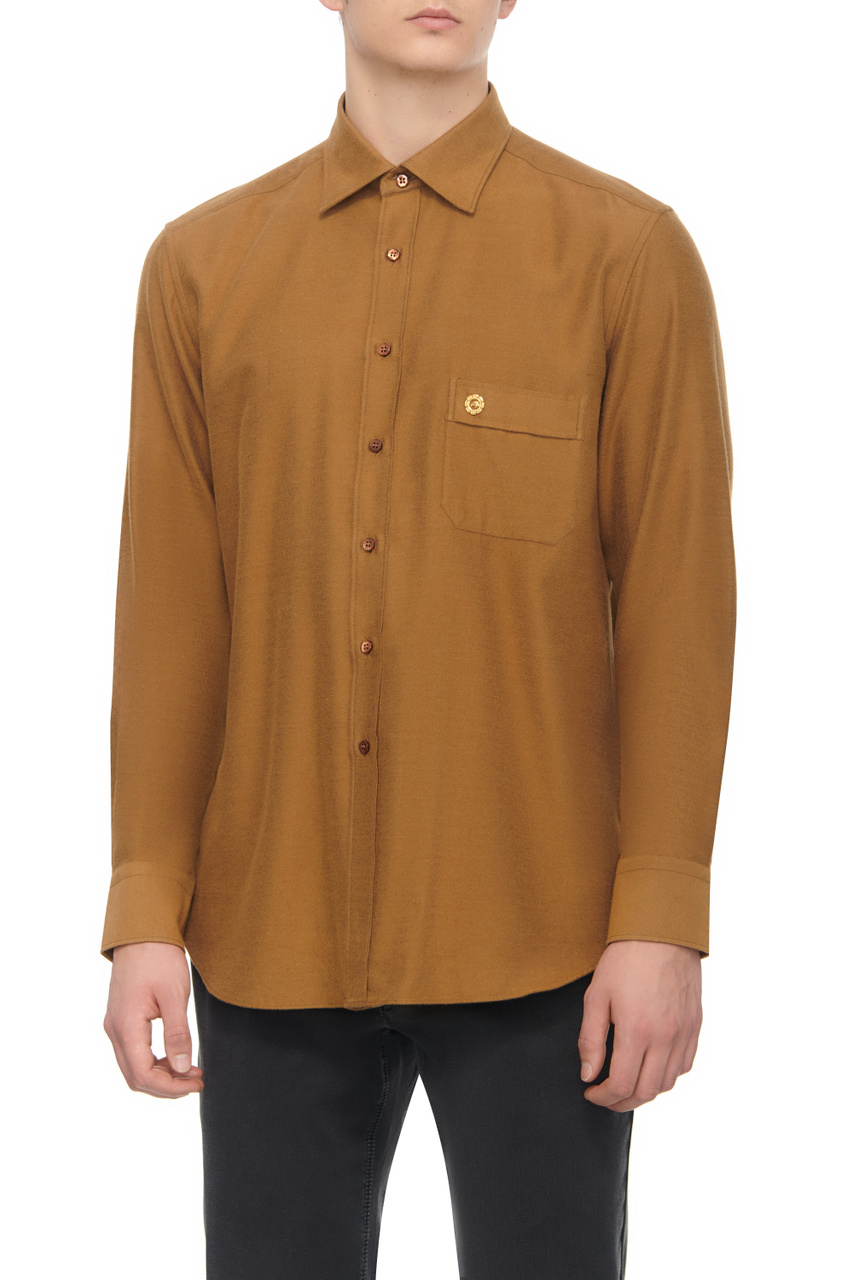 Рубашка из хлопка и шелка|Основной цвет:Коричневый|Артикул:MC007039-R2654 | Фото 1