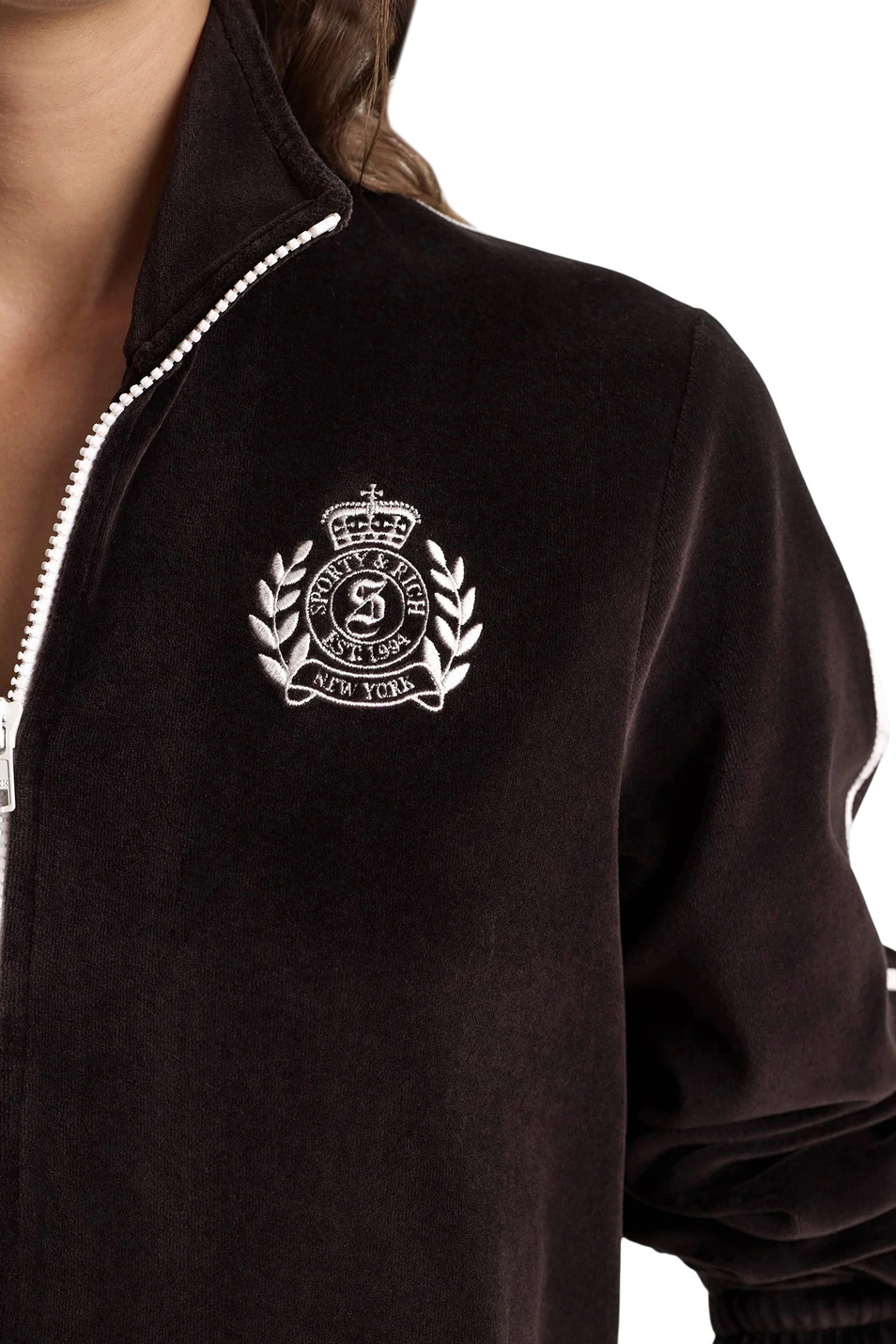 Женский Sporty & Rich Толстовка NY Crest Elio из велюра (цвет ), артикул JA06765243BR03 | Фото 5