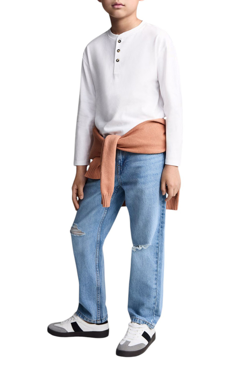 Мальчикам Mango Kids Лонгслив HENLEY7 из хлопка (цвет ), артикул 87090647 | Фото 3