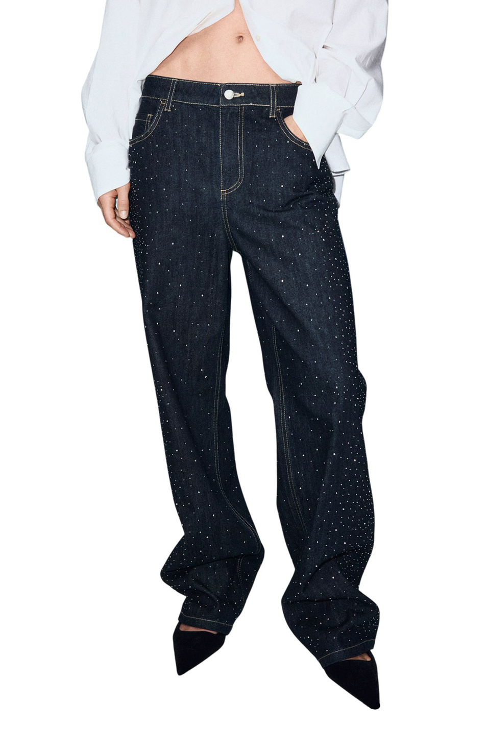 Женский Mango Джинсы VIRGO со стразами (цвет ), артикул 17069107 | Фото 3