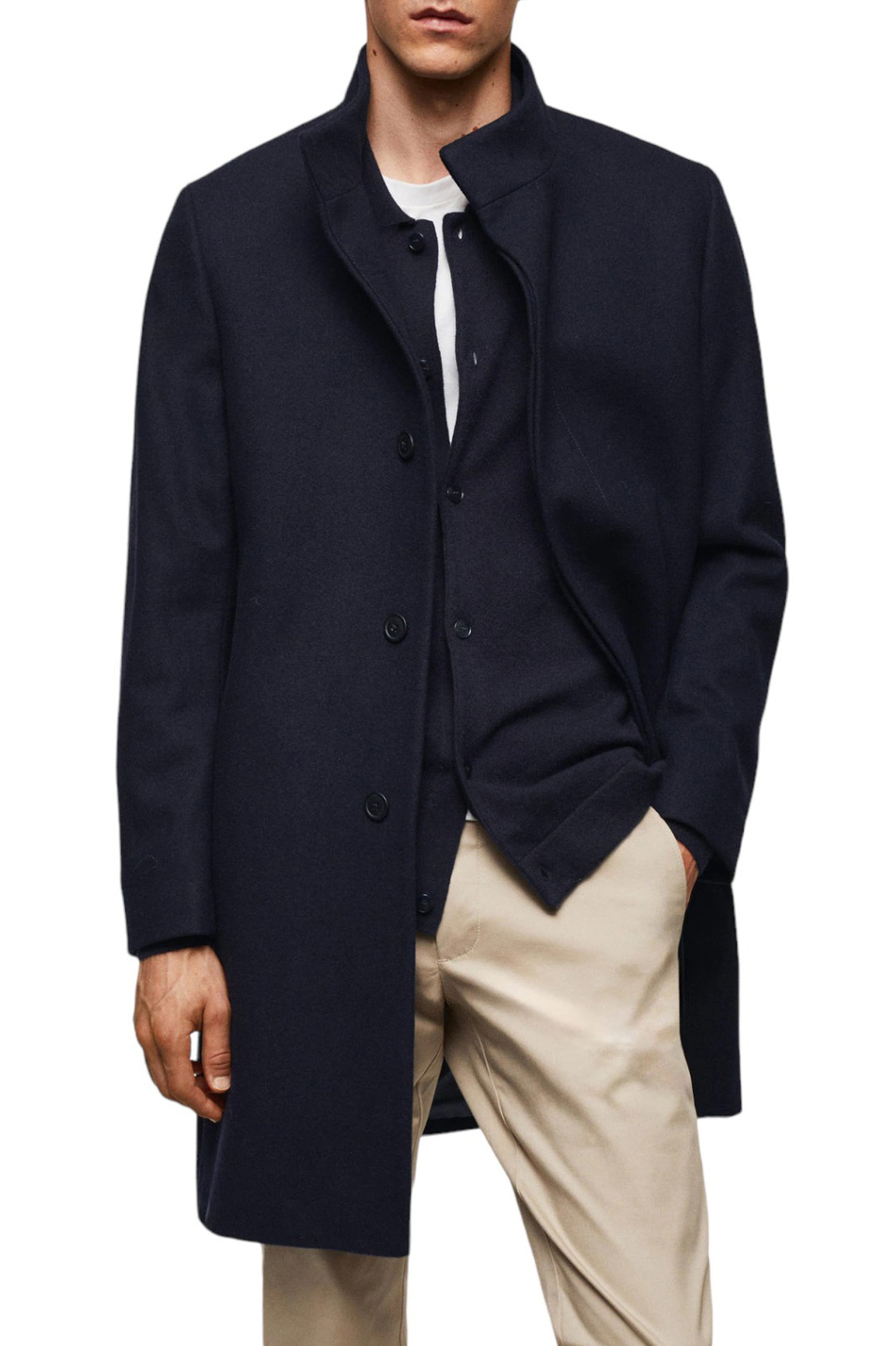 Мужской Mango Man Пальто однотонное FUNNEL (цвет ), артикул 57025950 | Фото 3