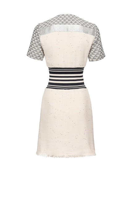 Короткое платье из твида с контрастными вставками|Основной цвет:Серый|Артикул:1G17AK8738 | Фото 2