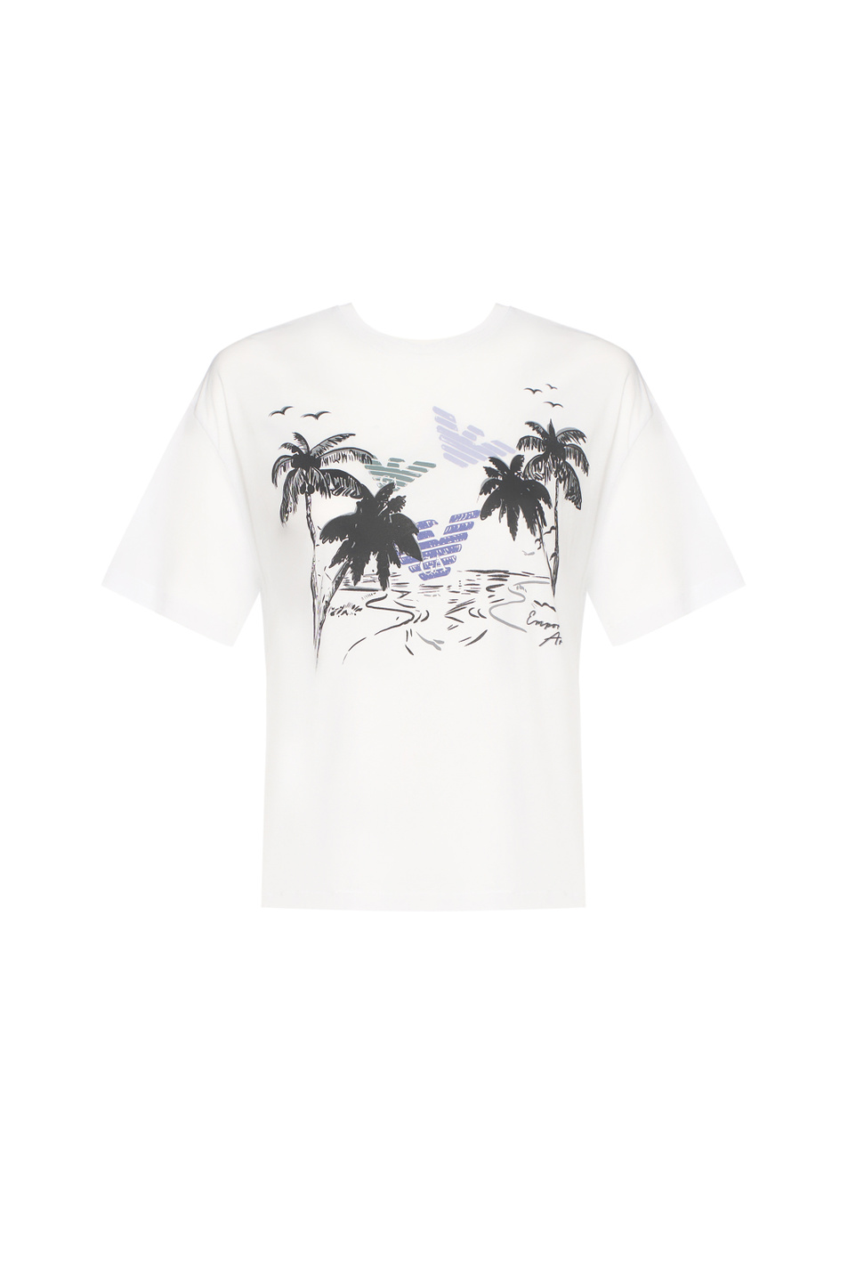 Женский Emporio Armani Футболка из натурального хлопка с принтом (цвет ), артикул EW004393-AF24695 | Фото 1