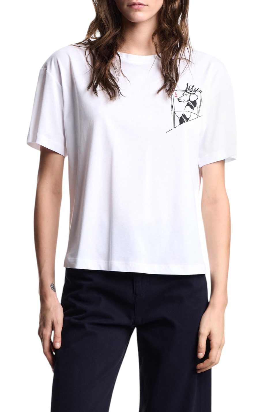 Женский Emporio Armani Футболка из хлопка с принтом (цвет ), артикул EW002841-AF12597 | Фото 3