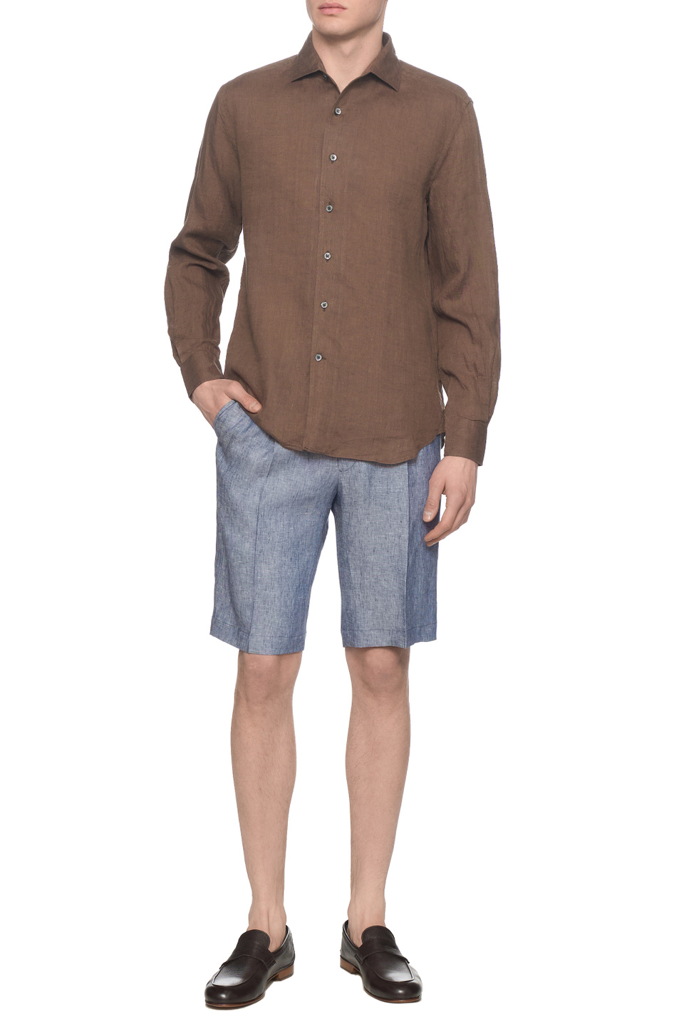 Шорты из льна|Основной цвет:Голубой Мужской Corneliani Шорты из льна (цвет ), артикул 274L20-2714159 | Фото 3