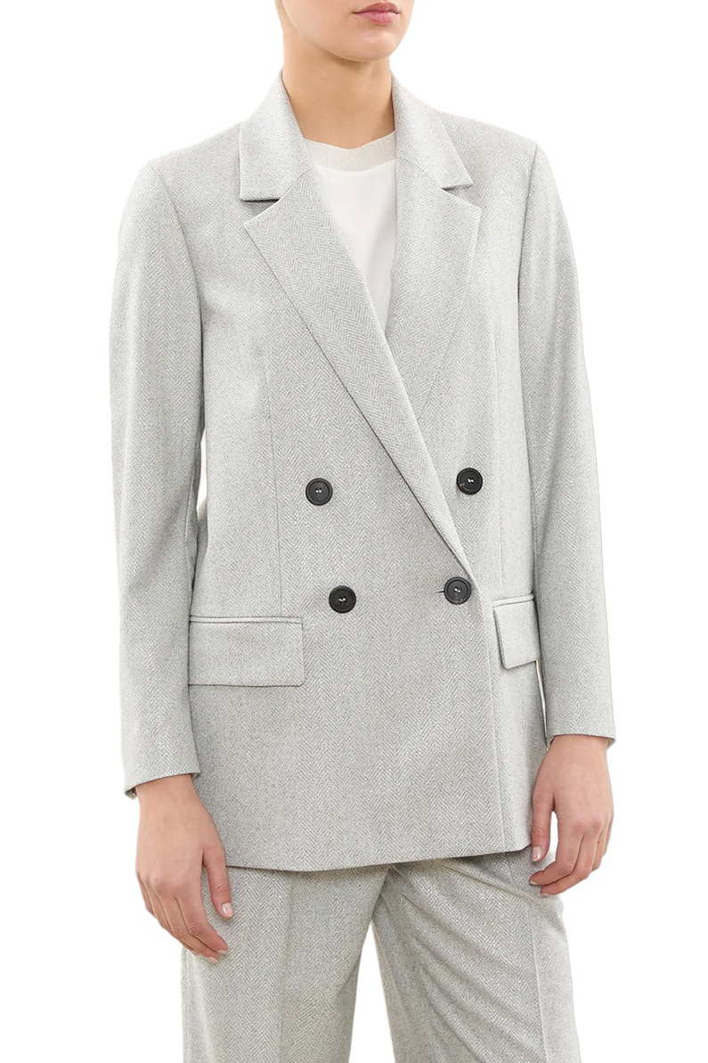 Пиджак двубортный из смесовой шерсти|Основной цвет:Серый|Артикул:S01897-08329 | Фото 1