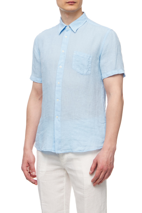 120% Lino Льняная рубашка с коротким рукавом и нагрудным карманом ( цвет), артикул V0M13680000115000 | Фото 1