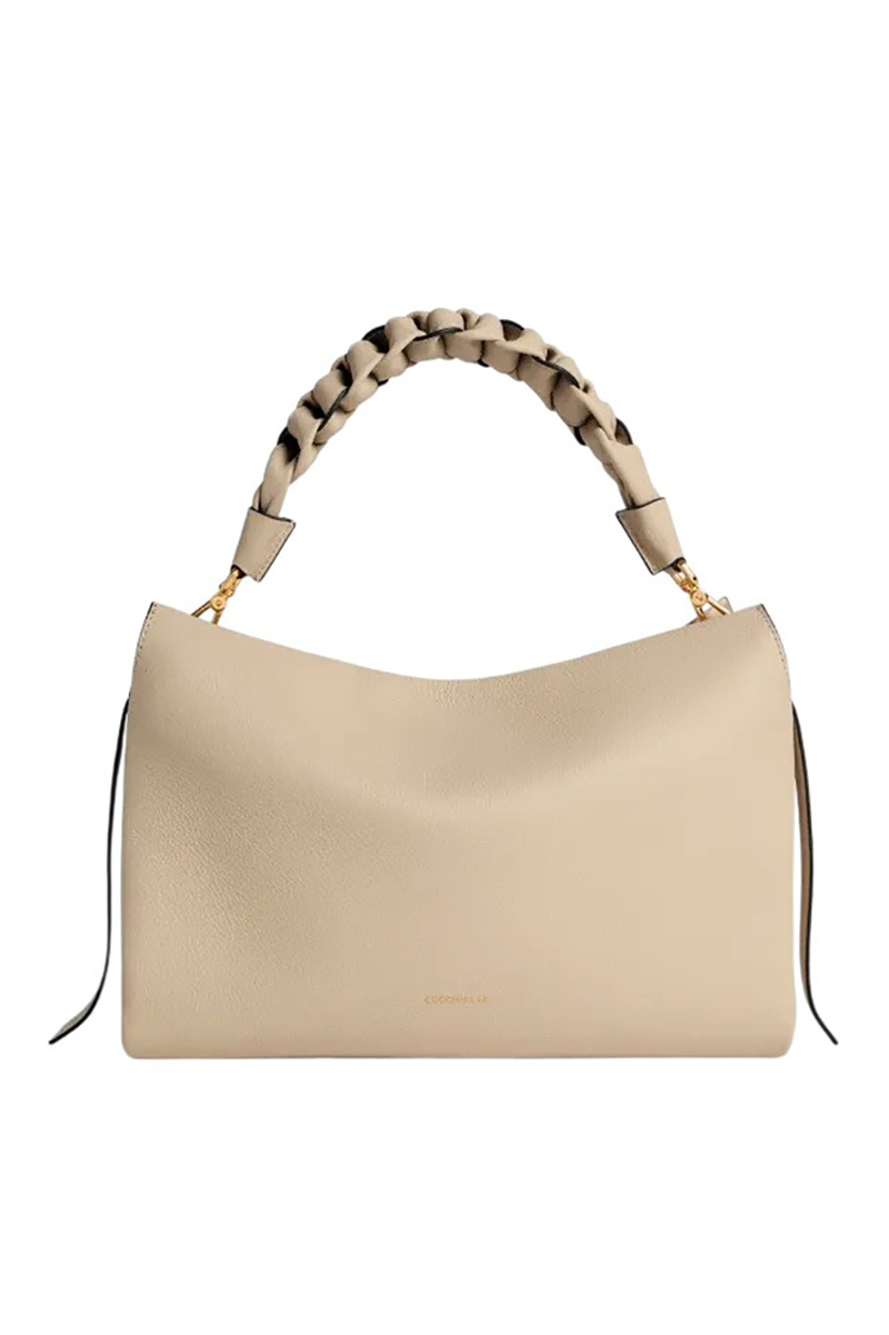 Сумка BOHEME GRANA DOUBLE из натуральной кожи с плетеной ручкой|Основной цвет:Бежевый Женский Coccinelle Сумка BOHEME GRANA DOUBLE из натуральной кожи с плетеной ручкой (цвет ), артикул E1M50190201 | Фото 1