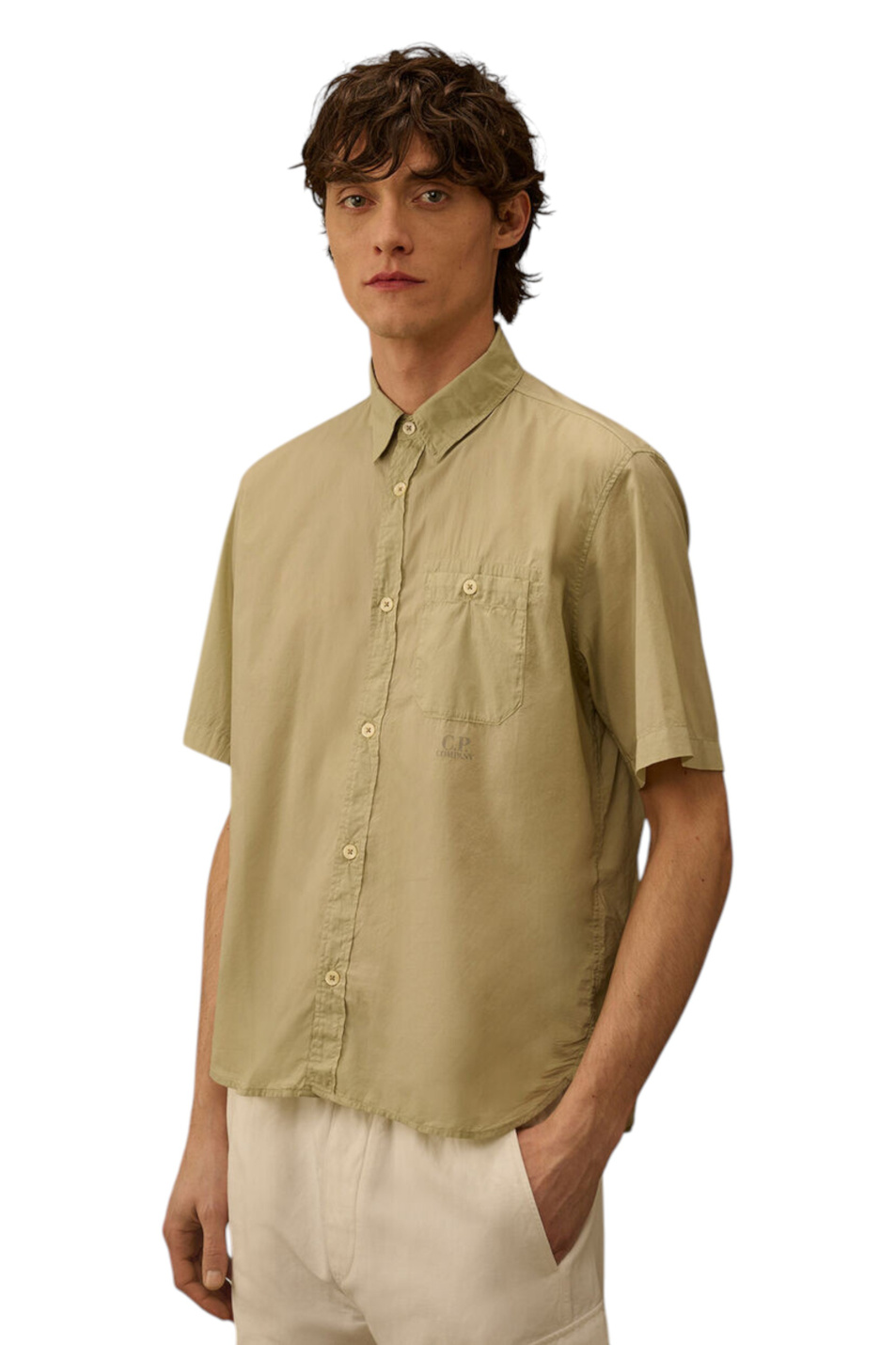 Рубашка с коротким рукавом|Основной цвет:Бежевый Мужской C.P. Company Рубашка с коротким рукавом (цвет ), артикул 20CMSH224A110349G | Фото 3