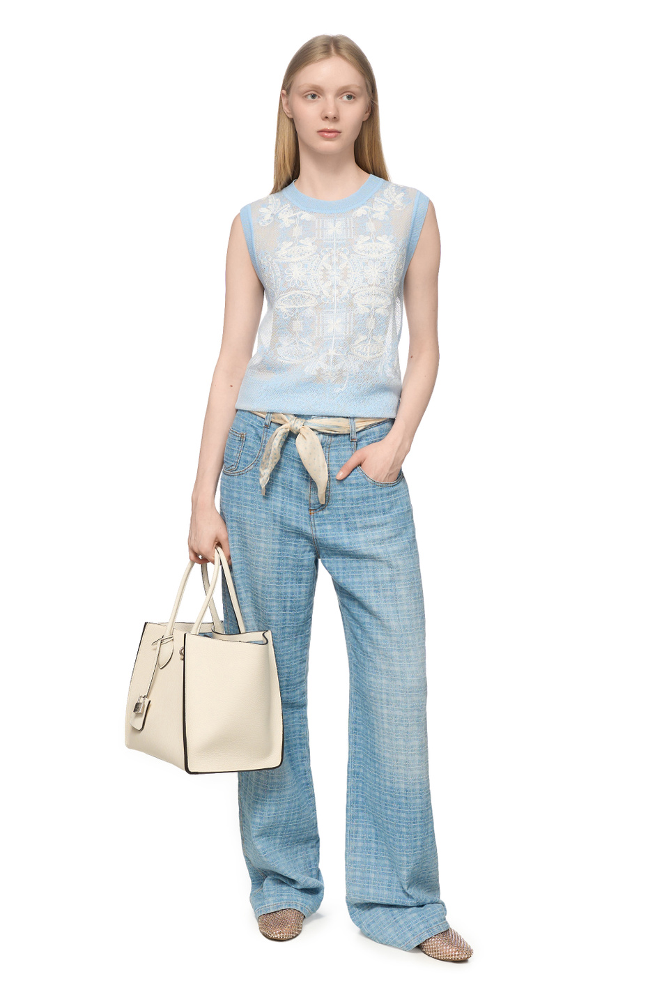 Женский ERMANNO SCERVINO Топ с вышивкой (цвет ), артикул D485L703RKMZ | Фото 3