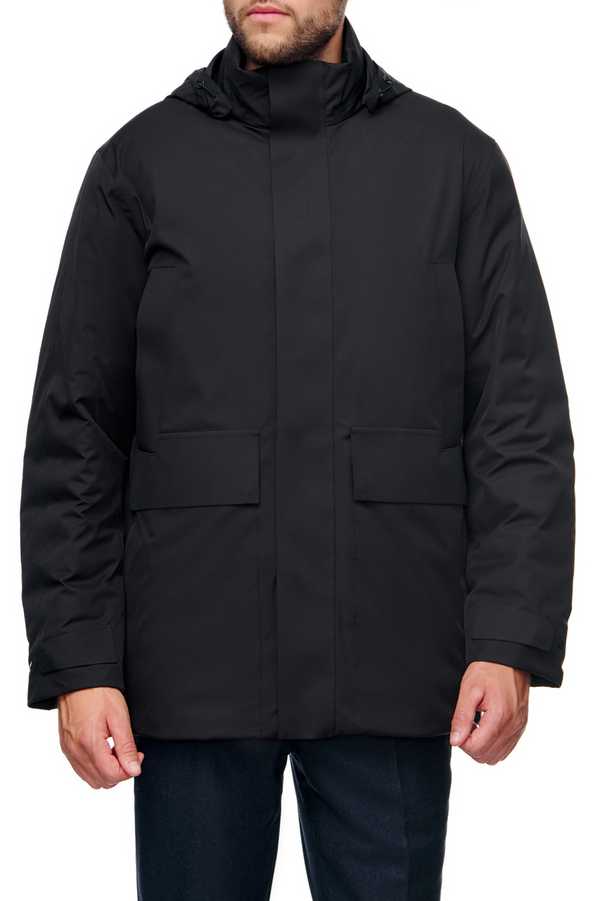 Куртка на молнии и кнопках|Основной цвет:Черный|Артикул:UATA8-A418-K09-R | Фото 1
