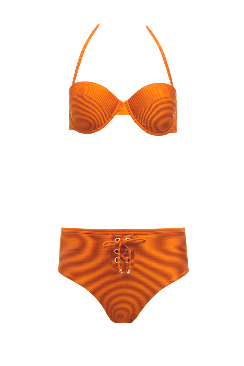 Костюм купальный со шнуровкой на плавках|Основной цвет:Оранжевый|Артикул:262693-2R307 | Фото 1