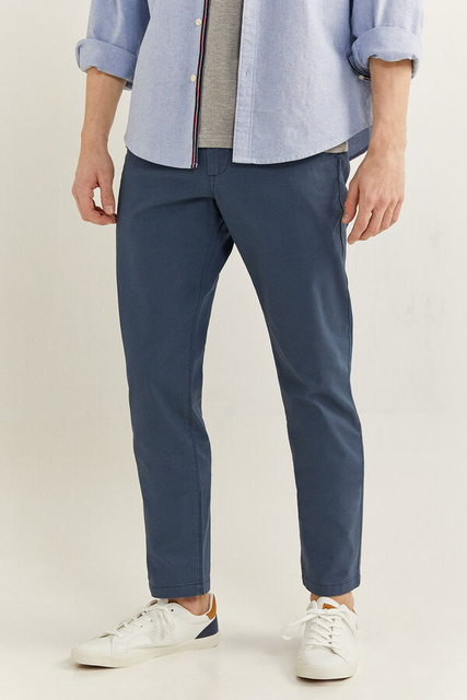 Узкие брюки чинос с микропринтом|Основной цвет:Синий|Артикул:1559176 | Фото 1