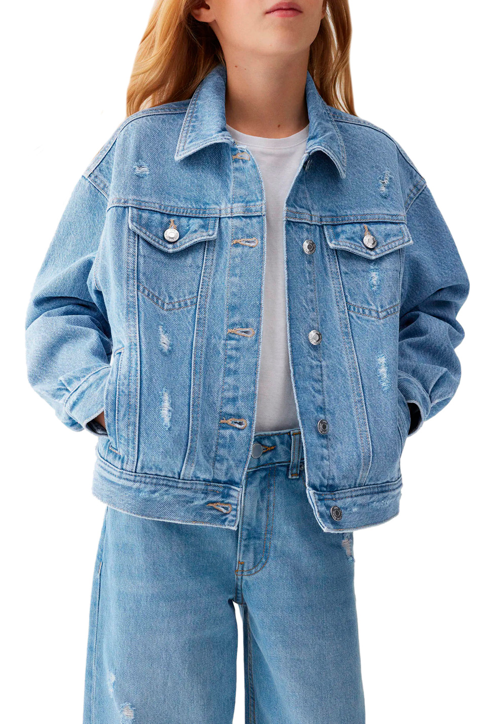 Девочкам Mango Kids Куртка джинсовая ALICE (цвет ), артикул 47082504 | Фото 3