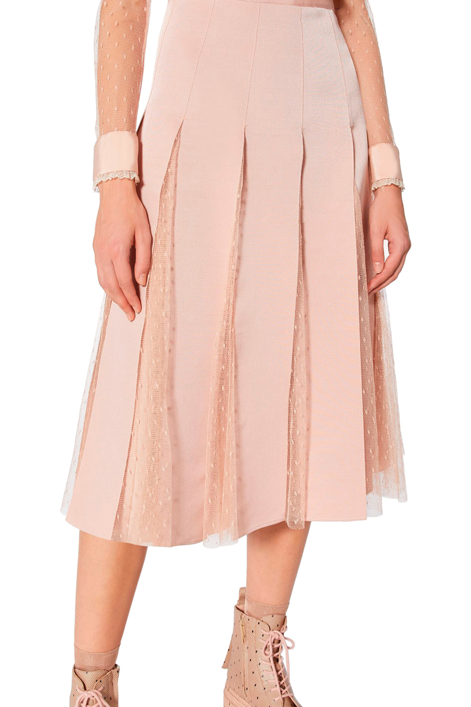 Женский Red Valentino Юбка из тюля «пуэн-деспри» с лентами из грогрена (цвет ), артикул VR3RAF701GK | Фото 5