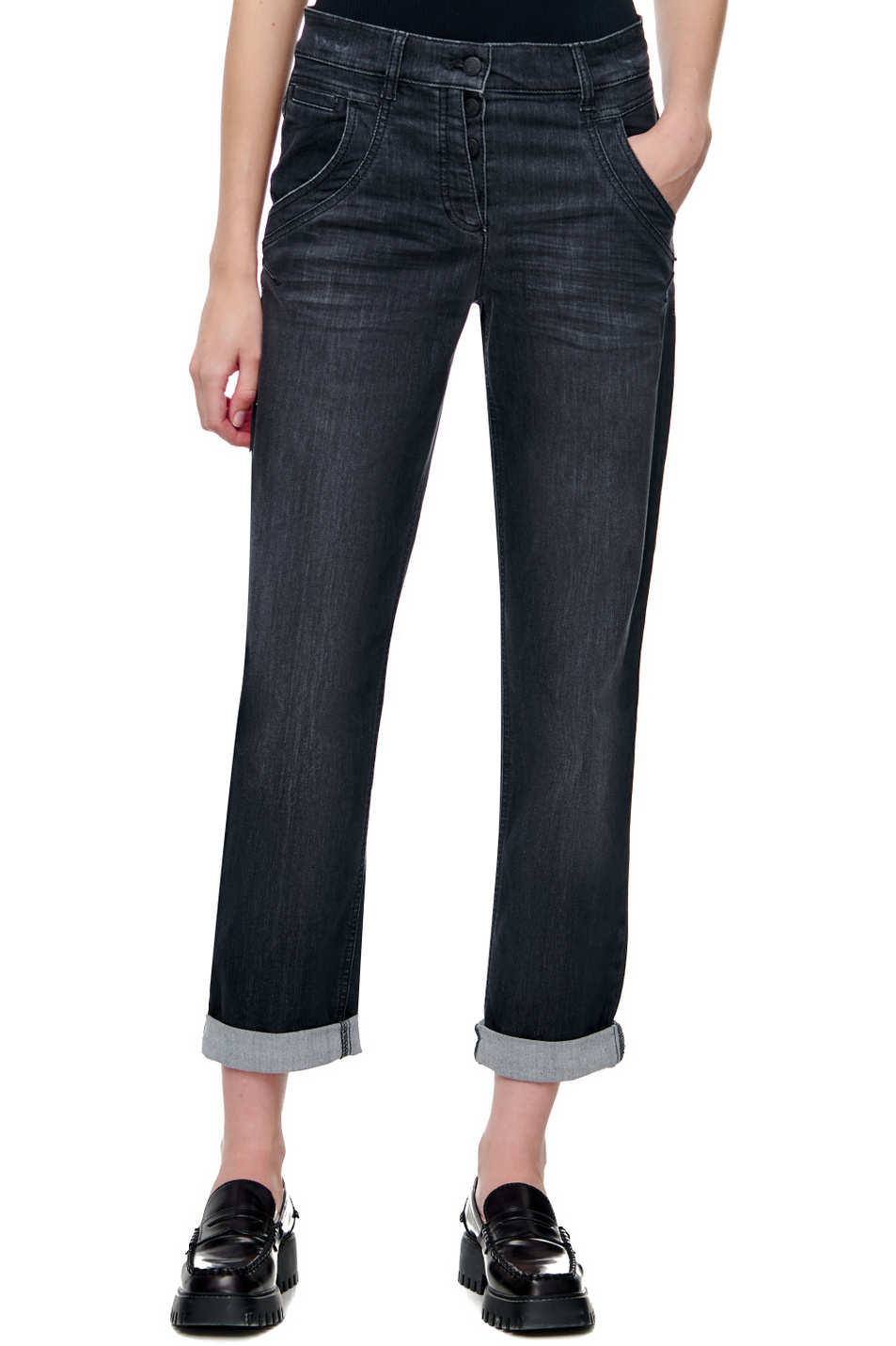 Джинсы с отворотами|Основной цвет:Серый Женский Gerry Weber Джинсы с отворотами (цвет ), артикул 722008-66950-Best4me Rela | Фото 4