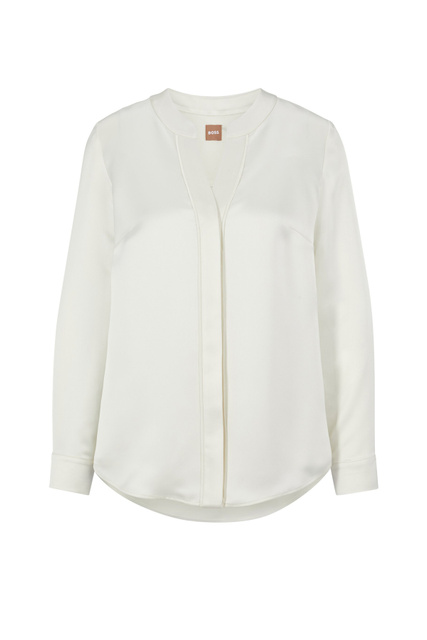 Блузка с длинными рукавами и V-образным вырезом|Основной цвет:Белый|Артикул:50482874 | Фото 1