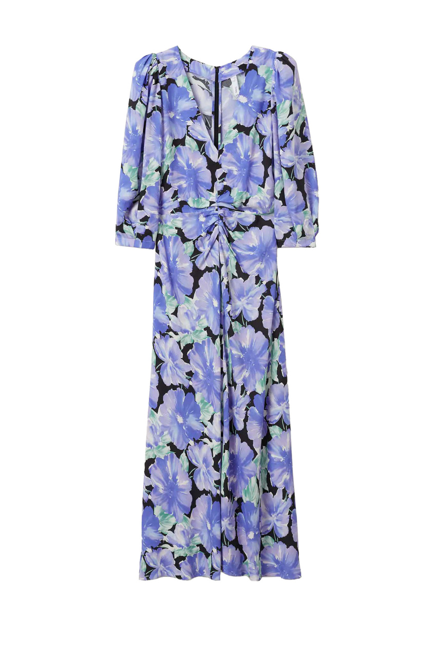 Платье FLEUR с принтом и рукавами-фонариками|Основной цвет:Фиолетовый|Артикул:27024041 | Фото 1