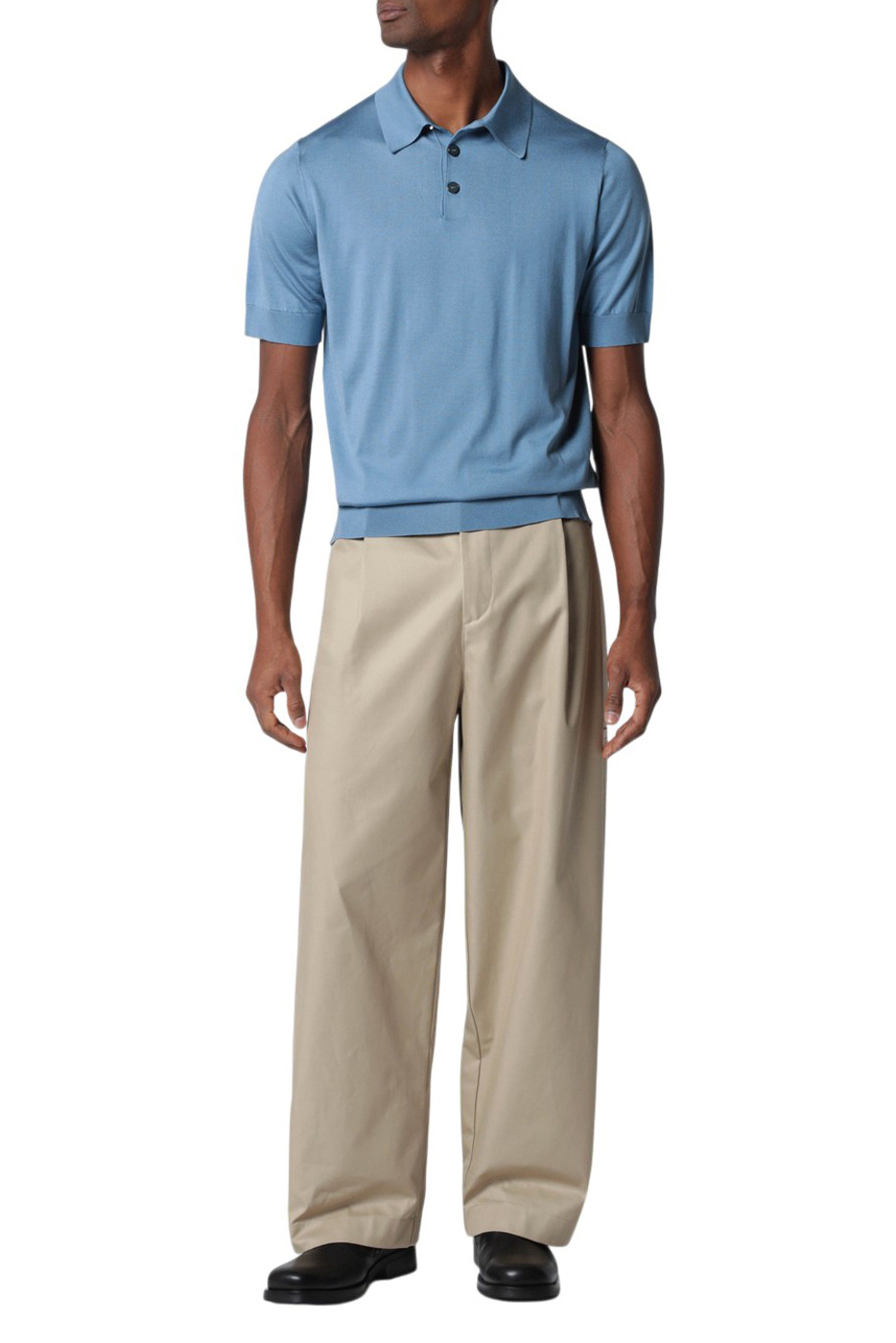 Поло из шелка|Основной цвет:Голубой Мужской Dolce & Gabbana Поло из шелка (цвет ), артикул GXZ02Z-JBSO5 | Фото 2