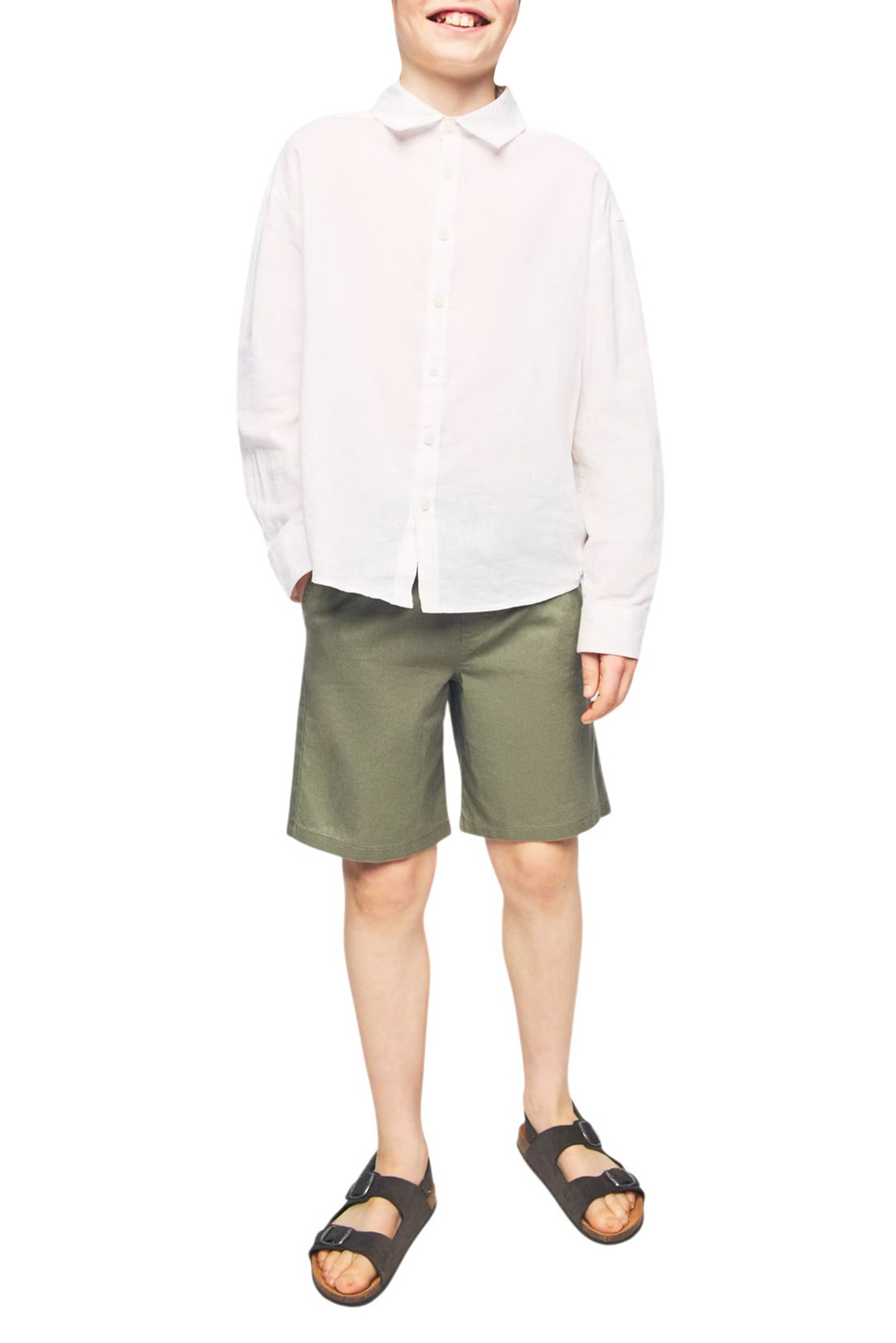 Мальчикам Mango Kids Шорты PLAYA из льна и хлопка (цвет ), артикул 27078263 | Фото 3