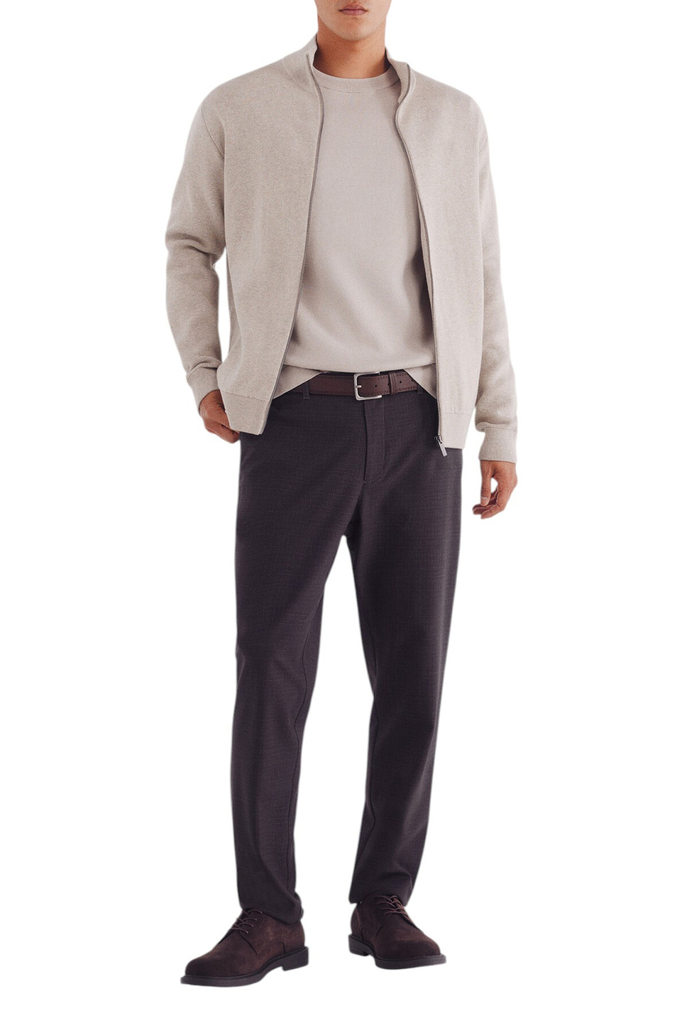 Кардиган на молнии|Основной цвет:Серый Мужской Springfield Кардиган на молнии (цвет ), артикул 0232604 | Фото 2