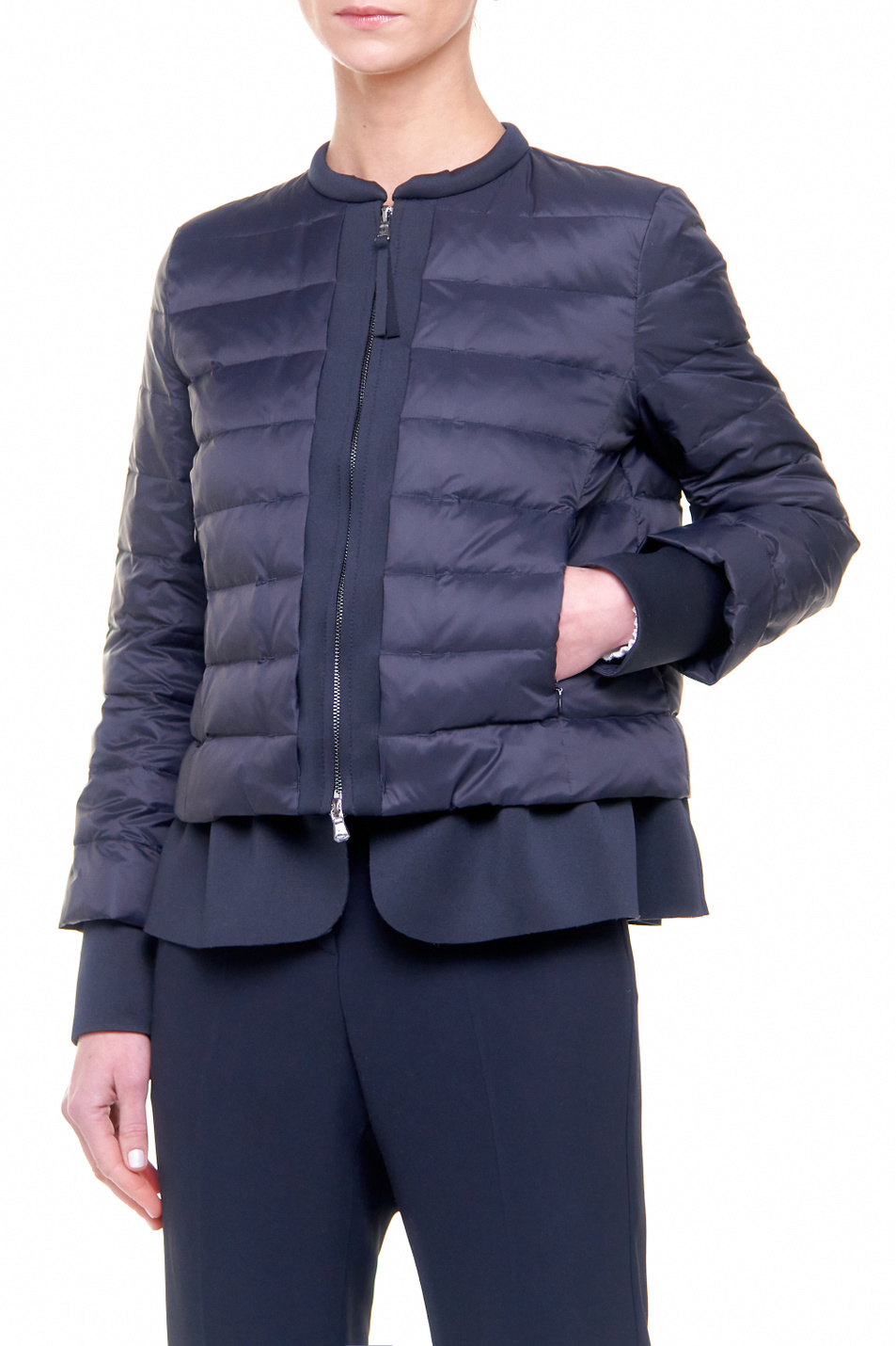 Emporio Armani Стеганая куртка из переработанного нейлона с оборкой из неопрена (цвет ), артикул 3K2B87-2NKBZ | Фото 4