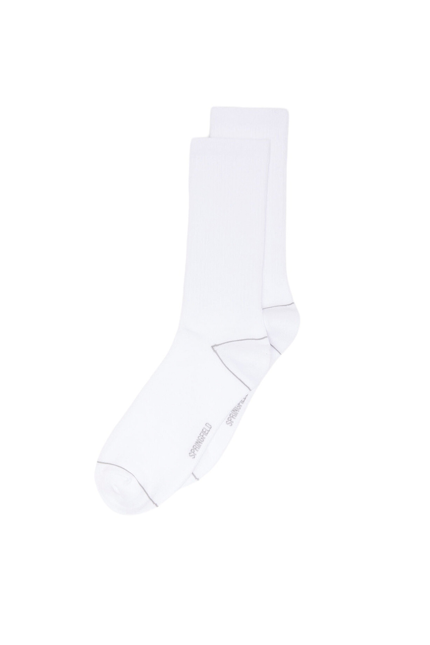 Носки в рубчик|Основной цвет:Белый|Артикул:0656483 | Фото 1