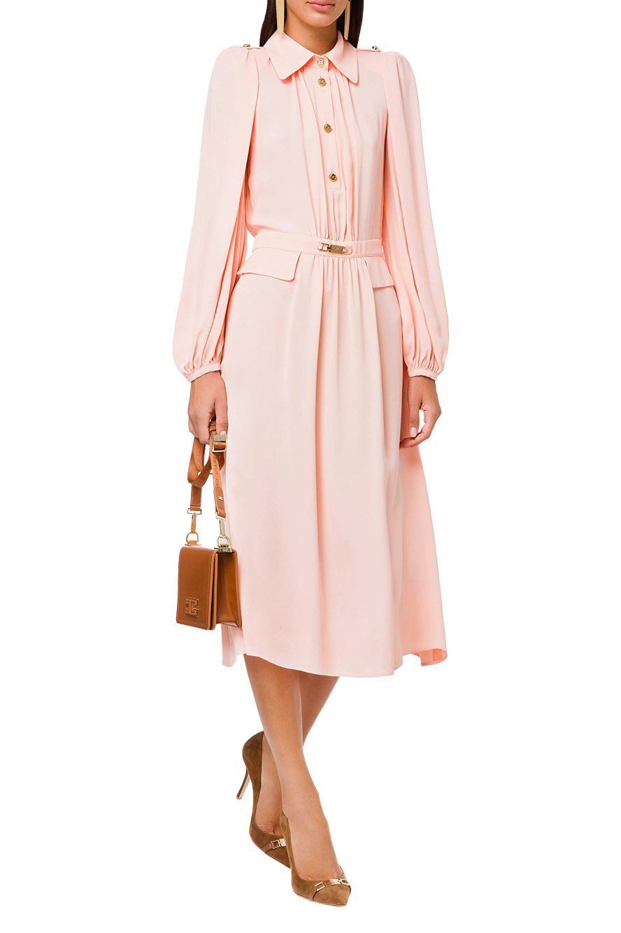Elisabetta Franchi Платье-рубашка с широкими рукавами и логотипом на поясе (цвет ), артикул AB05021E2 | Фото 2