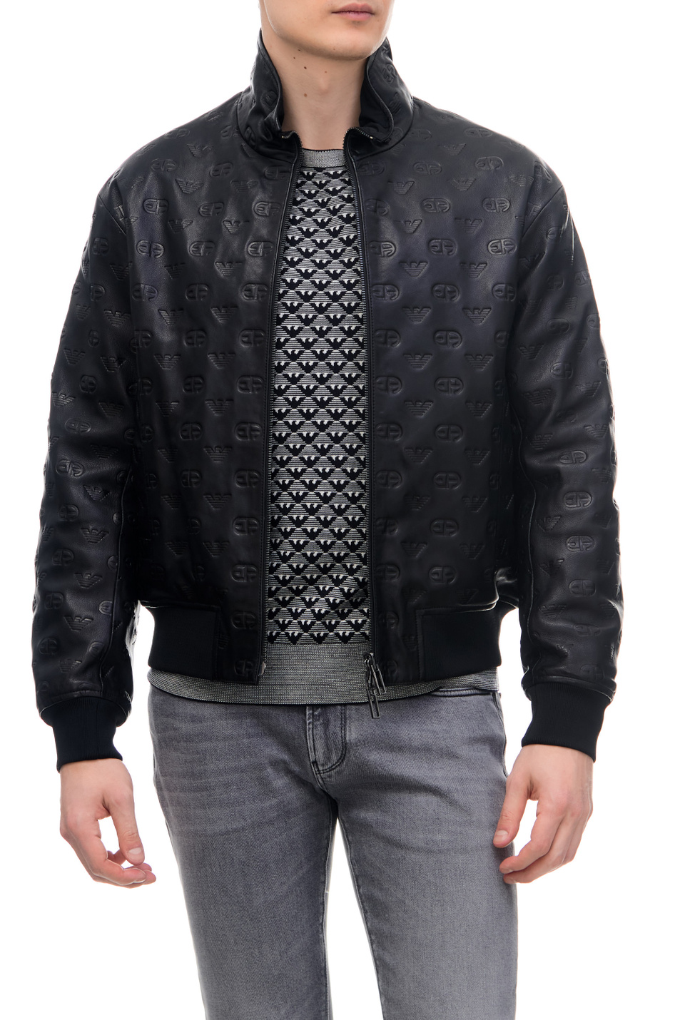 Мужской Emporio Armani Куртка из натуральной кожи с тисненым логотипом (цвет ), артикул H31R7H-C1P7H | Фото 3