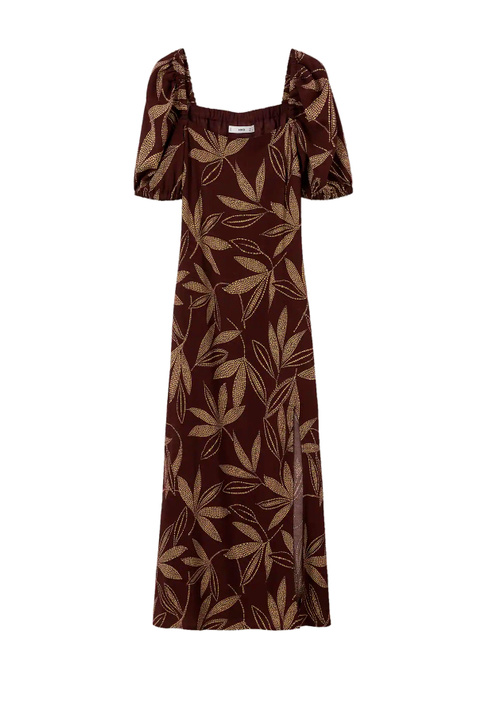 Mango Платье YOIKO с принтом и объемными рукавами (Коричневый цвет), артикул 27007125 | Фото 1