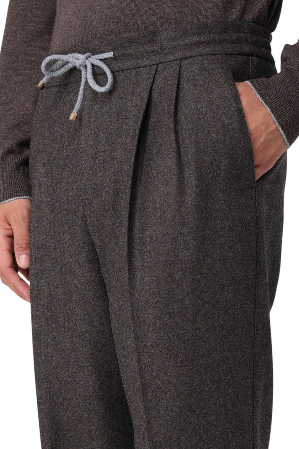 Брюки из шерсти|Основной цвет:Коричневый Мужской Brunello Cucinelli Брюки из шерсти (цвет ), артикул M038PE1710 | Фото 7