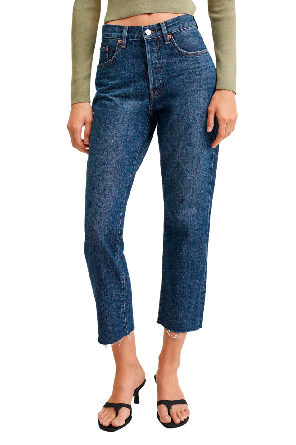Mango Укороченные прямые джинсы HAVANA с завышенной талией (цвет ), артикул 27100761 | Фото 3