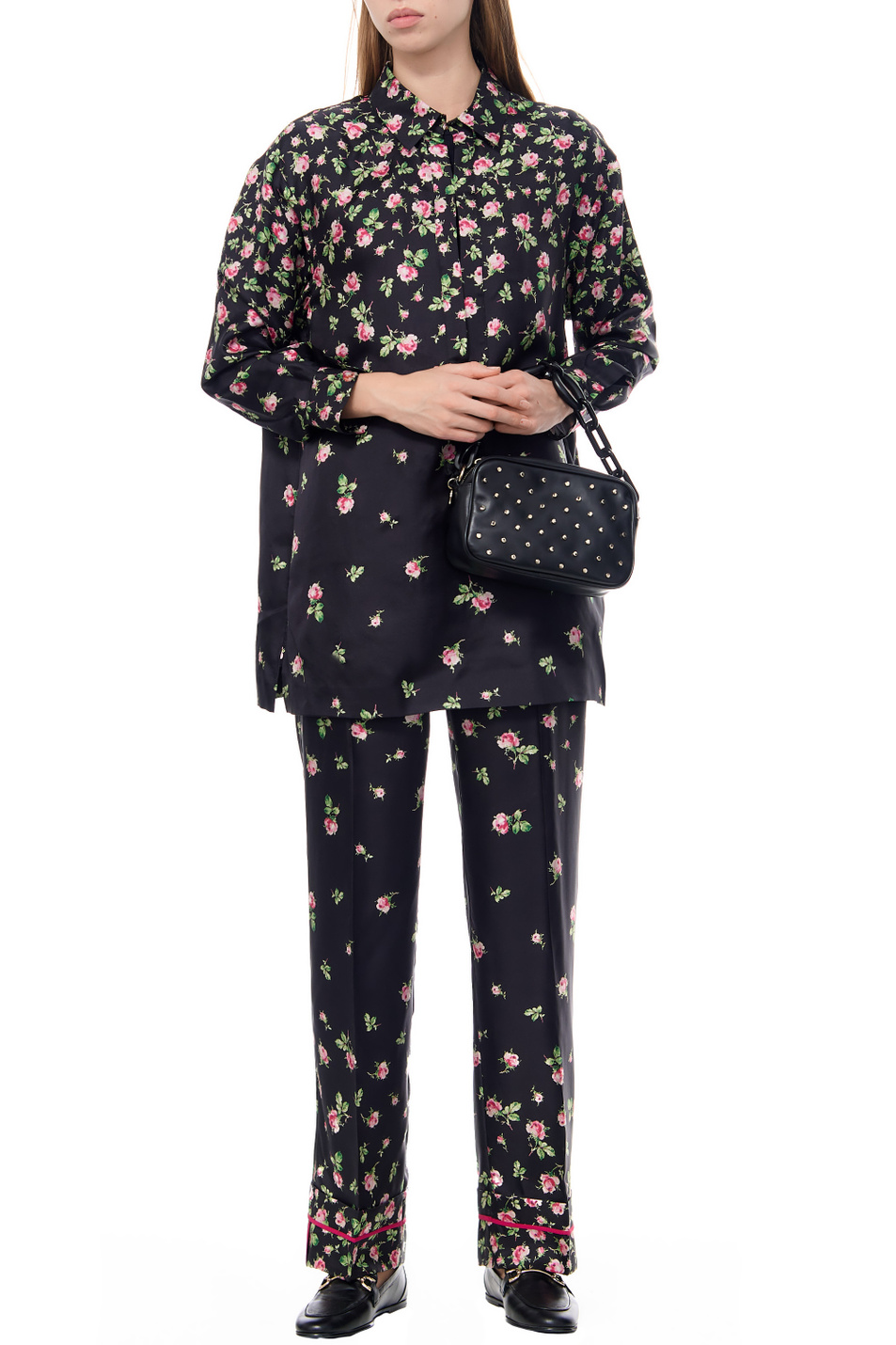Женский Red Valentino Брюки из натурального шелка с цветочным принтом (цвет ), артикул 3R3RBG706UW | Фото 3