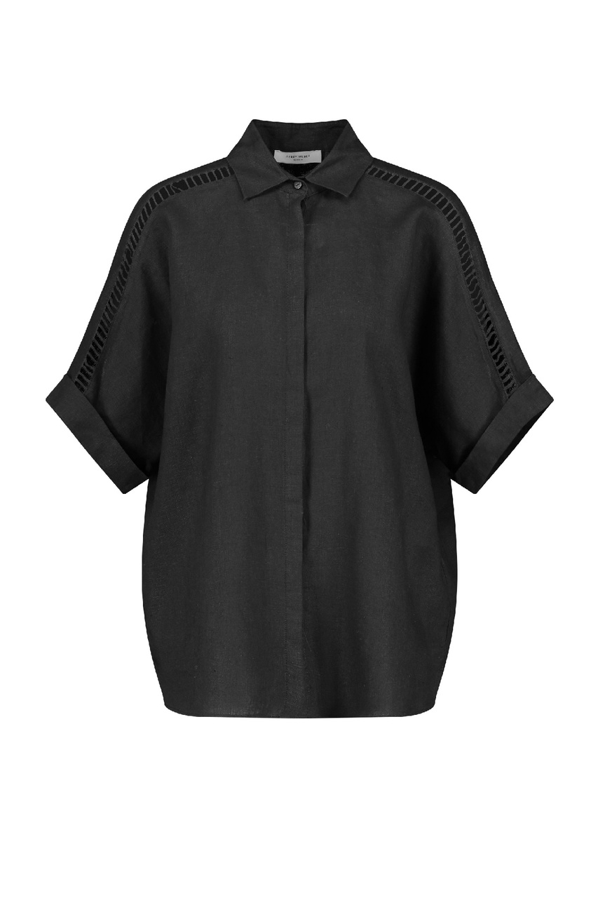 Рубашка из чистого льна|Основной цвет:Черный|Артикул:860077-66435 | Фото 1