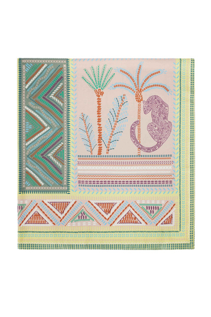 Квадратный платок с принтом|Основной цвет:Зеленый|Артикул:189112 | Фото 1