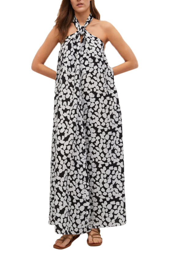 Mango Принтованное платье MILAN с вырезом холтер (цвет ), артикул 87007130 | Фото 2