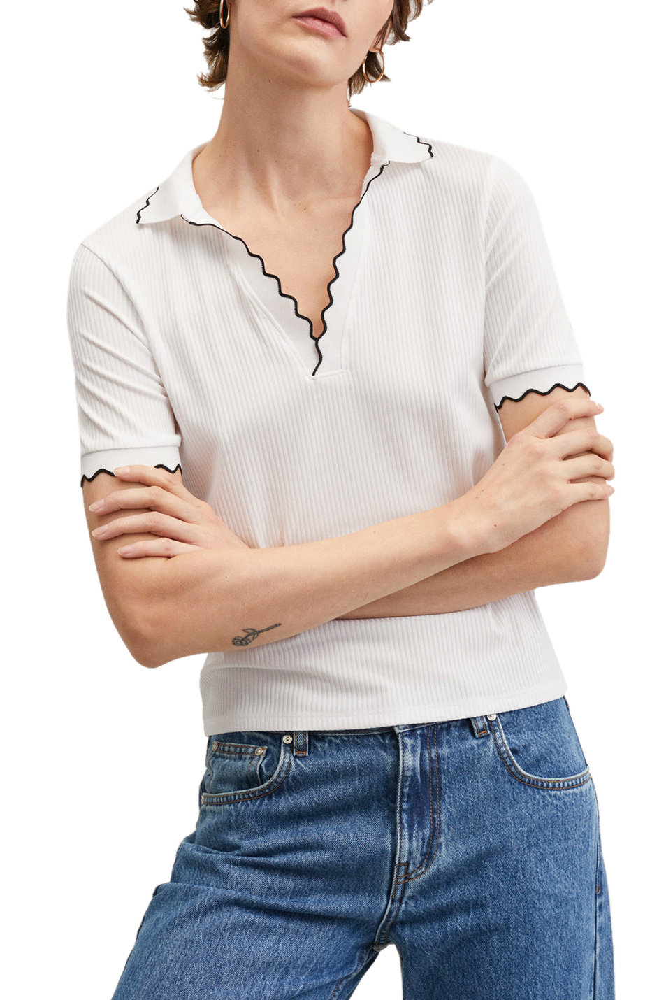 Женский Mango Джемпер VENTI из трикотажа в рубчик (цвет ), артикул 27075768 | Фото 3