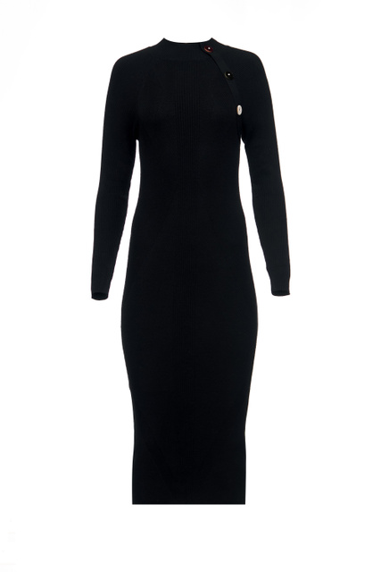 Облегающее трикотажное платье|Основной цвет:Черный|Артикул:WF2129MS49I | Фото 1