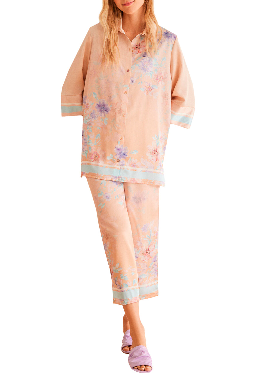 Пижама с принтом|Основной цвет:Оранжевый|Артикул:4467951 | Фото 1