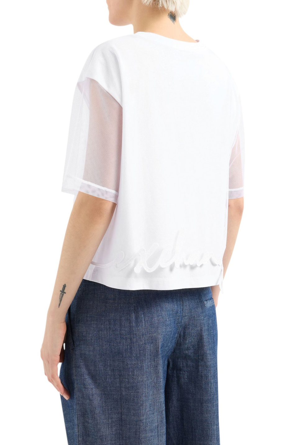 Женский Armani Exchange Футболка с полупрозрачными рукавами (цвет ), артикул XW000541-AF10359 | Фото 4