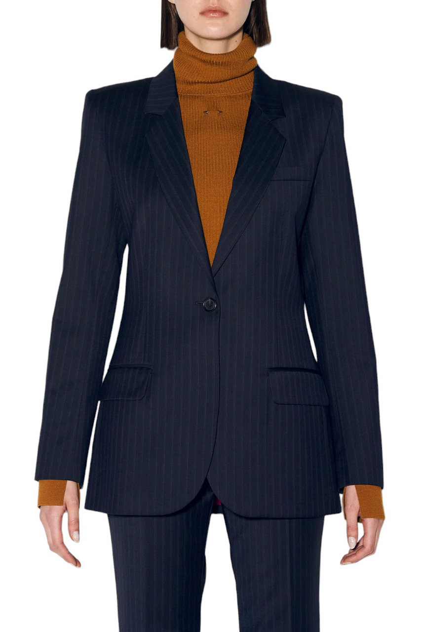 Пиджак из эластичной шерсти|Основной цвет:Синий|Артикул:C1215CAQ | Фото 1