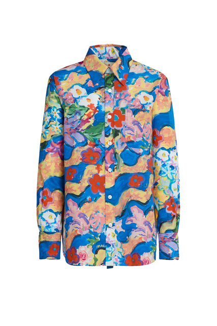 Рубашка из натурального хлопка с принтом|Основной цвет:Мультиколор|Артикул:CAMA0103A1-UTC229 | Фото 1